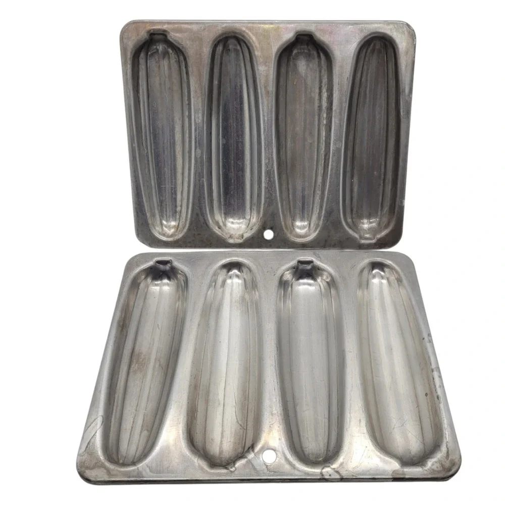 Vintage Aluminum Cornbread Stick Pan Set of 2 Corn Cob Shape Muffin Mold Trays